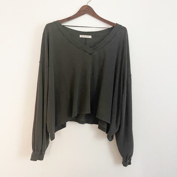 FREE PEOPLE Buffy Slouchy Long Sleeve Charcoal Small S - Picture 2 of 7